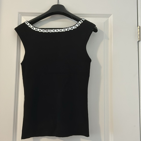 Camille la Vie party top sleeveless rhinestones Embellished Black Sz M - Picture 2 of 3